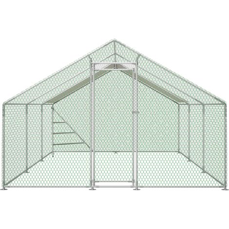 Metall-Hühnerstall 3 x 6 m mit Kletterbereich und PVC-Dach (1/5)
