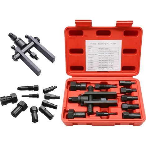Lagerabzieher-Set, 10-teilig, Spannzangen-Größen von 8 mm bis 25 mm, Premium Legierungsstahl, inklusive blasenförmigem Koffer, vielseitig für (1/5)