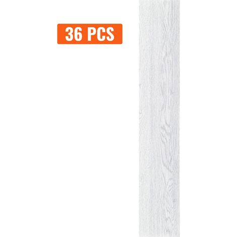 Revêtement de sol vinyle adhésif 36 x 15 cm, 36 pièces, épaisseur 2,5 mm, grain bois gris clair, pose facile pour cuisine, salle de bain et chambre (1/5)