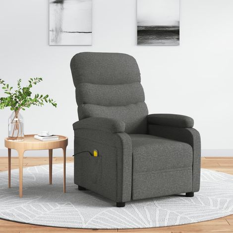 Fauteuil de massage-Chaise de relaxation-Fauteuil Relax Gris foncé Tissu 751869 (1/5)