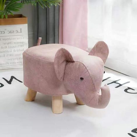 Tabouret bas mignon et tendance, parfait pour les enfants paresseux, pour la maison, tabouret à chaussures de salon à motif animalier, design éléphant rose. (1/5)