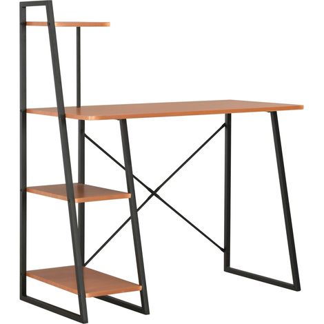 Desk with Shelving Unit Black and Brown 102x50x117 cm vidaXL