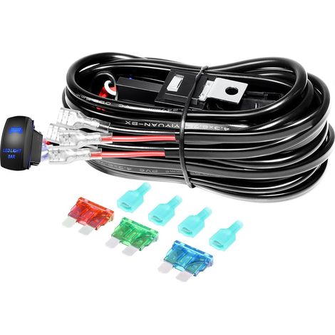 Barre lumineuse LED 12V 40A 18AWG On/Off Câble (pour 2 lumière) (1/5)