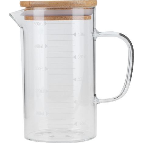 Verre doseur en borosilicate 500 ml avec couvercle, tasse résistante à la chaleur pour hôtel, restaurant, maison (1/5)