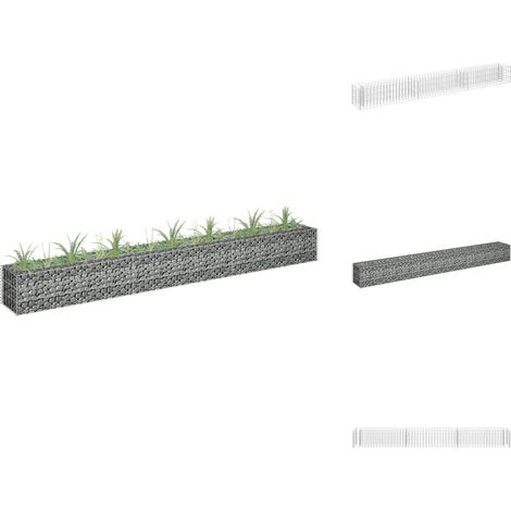 Lit surélevé à gabion Acier galvanisé 270x30x30 cm - Jardinière À Gabion - Bac À Plantation - Border Fleuri - Décoration Extérieur - Jardin Design (1/5)