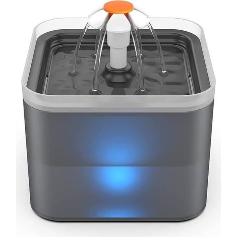 Fontaine à Eau pour Chat Chien 2 L, Distributeur Eau pour Chat Silencieux avec Filtre Remplaçable, Grise[12] (1/3)