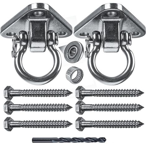 Crochet Plafond Acier - Lot de 2 - Inox Robuste - Suspension Fauteuil Hamac - Intérieur Extérieur Yoga - Fixation Béton Bois (1/5)
