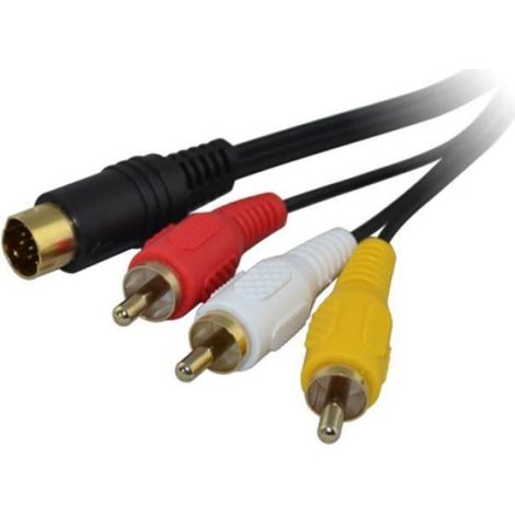 Cable Av - Plaqué Or - Pour Sega Saturn - Connecteur Rca - Longueur 1,8 M (1/4)