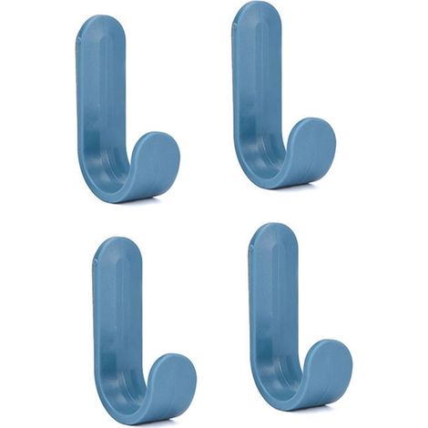 4Pcs Nordic Wall-Mounted Hangers: J-Hook (Kitchen, Bathroom, Door Sundries Hooks, Blue) (1/5)