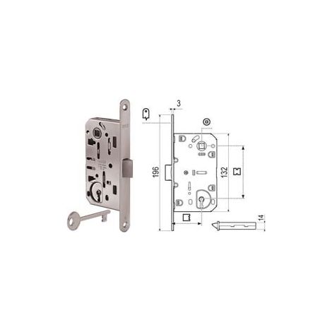 SERRATURA A BUSSOLA MEDIANA EVOLUTION SOLO SCR. NYLON B. T.DO CR. OP.  mm.50 bordo cromato opaco (1101.50.34)    AGB