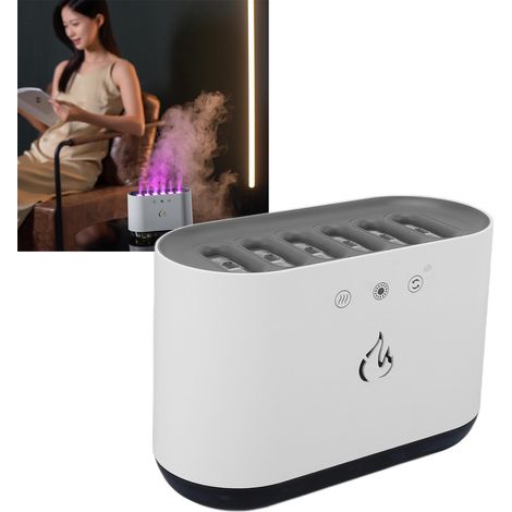 Humidificateur à flamme dynamique avec veilleuse d'ambiance USB, 6 buses, diffuseur d'aromathérapie à flamme colorée pour la maison (1/5)