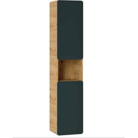 Colonne de salle de bain suspendue ARUBA – Rangement mural-Naturel/Noir (1/5)