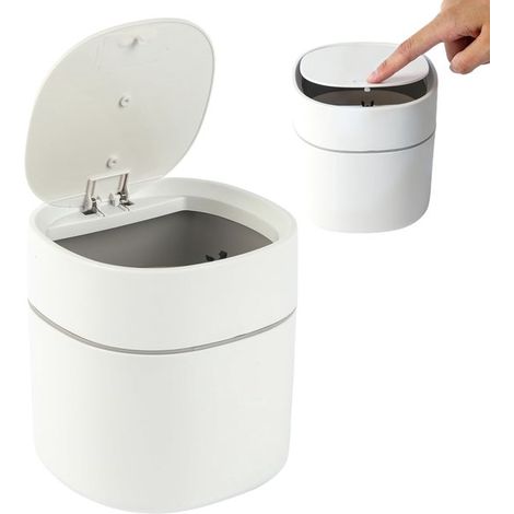 Cestino da tavolo con coperchio, 2 litri. Cestino piccolo e portatile. Cestino da tavolo salvaspazio. Mini cestino per scrivania, S. (1/5)