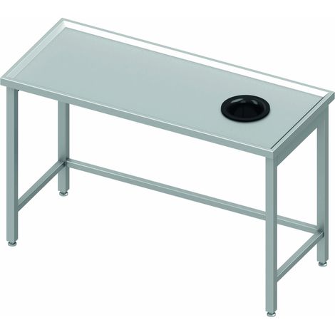 Table Centrale Inox avec Trou Vide-Ordure à Droite - Profondeur 600 - Stalgast