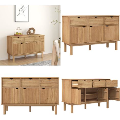 Sideboard OTTA 114x43x73,5 cm Massivholz Kiefer - Holz Sideboard - Kiefernholzmöbel - Wohnzimmermöbel - Skandinavisches Design - Regal - Home & Living (1/5)
