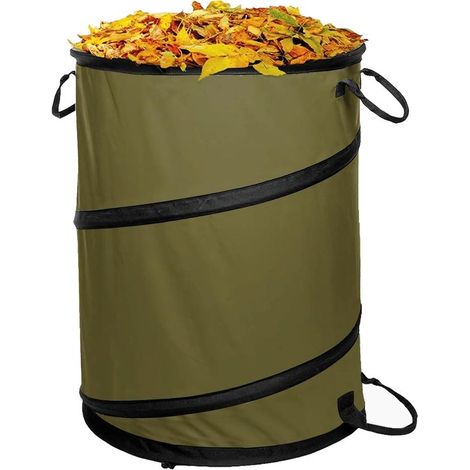 Sac de jardin pliable - Sacs à feuilles - Panier à linge - Sac de jardin - 46 x 46 x 55 cm - Réutilisable - Vert - 91 litres - Sacs à mauvaises herbes - Polyester (1/5)