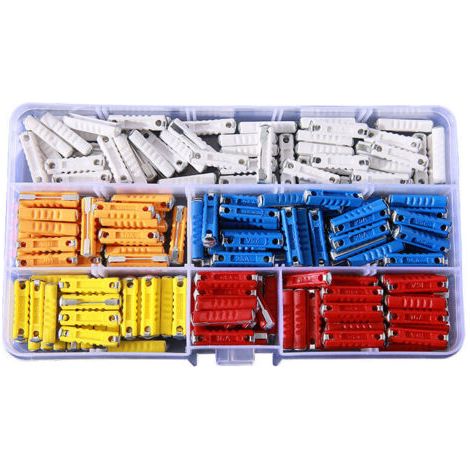 Fusibles torpille, 200 fusibles torpille automatiques pour voiture classique moto fusible torpille automatique avec boîte de rangement et fusibles de voiture Continental (5A/8A/10A/16A/25A) (1/5)