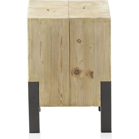 Tabouret plaqué sapin avec pieds laqués métallisés (1/5)