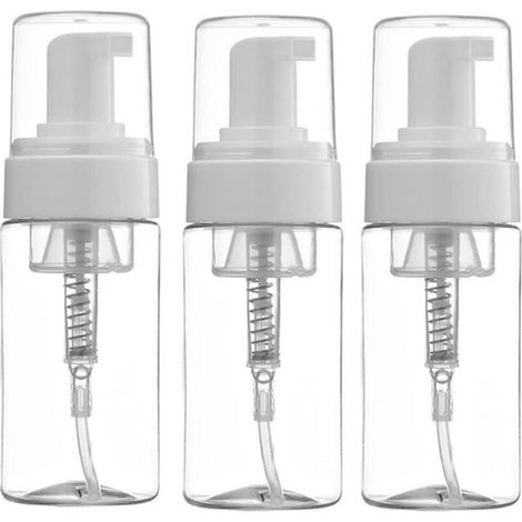 Bardusch-Lot de 3 distributeurs de savon en plastique transparent vides de 100 ml avec atomiseur pour savon, mousse, lotion de salle de bain (1/5)