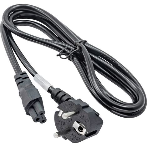 Akyga Strom Adapterkabel [1x Schutzkontakt-Stecker - 1x Kleeblatt-Buchse C5] 1.50 m Schwarz