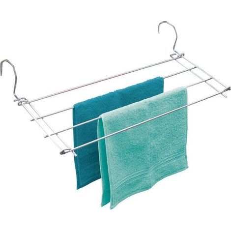 Sèche-linge pour radiateur , Idéal aussi sur balcon, baignoire, camping-car, Etendage 2,40 mètres, Métal, 57 x 7,5 x 23 cm, Argent brillant (1/5)