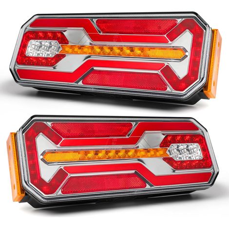 2 Pièces Lanternes LED Remorque, 10V-24V IP67 Étanche Avec Feux Latéraux, Feu de Circulation, Frein, Direction, Recul, Brouillard Pour Tracteur, Camion, Caravane (1/5)