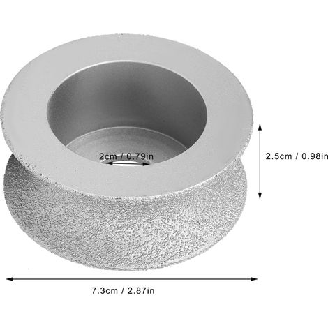 Meule diamantée brasée concave 7,3 cm pour pierre, céramique, verre, épaisseur 2,5 cm (1/5)