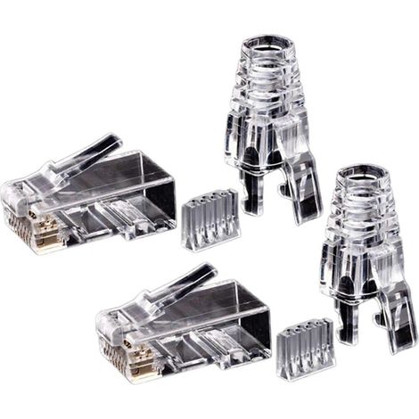 100 pièces Cat6 RJ45 connecteur UTP câble Ethernet Prise 8P8C Network Chat 6 Modular Fiches avec 6.5mm RJ45 Bouchons (1/5)