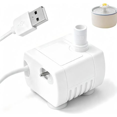 Mini Pompe à Eau Submersible Silencieuse avec Ventouses, Pompe Fontaine à Eau pour Chats et Aquariums, USB Alimentée avec LED, Facile à Nettoyer, pour Aquariums (1/5)