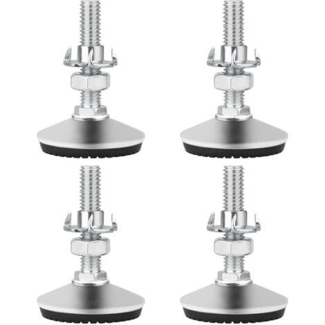 Pieds de Nivellement pour Meuble, Pied Réglable Hauteur en Acier Inoxydable 4 pièces M10 x 50mm Vis de Réglage avec Base en Caoutchouc Antidérapant et écrou en T (1/5)