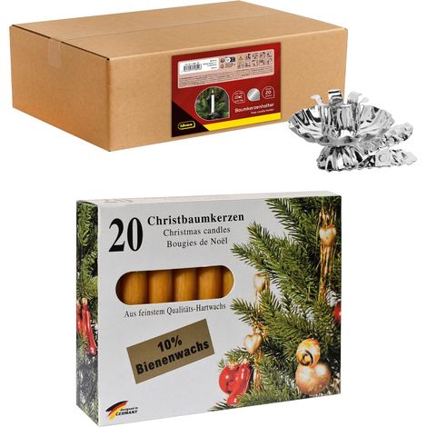 Porte-Bougies pour Le Sapin de Noël, 20 pièces en Argent avec 20 Bougies en Jaune, Porte-Bougies Vintage en métal, avec Clip pour Branches jusqu'à 1,5 cm d'épaisseur (1/5)