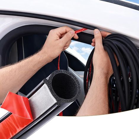 Porte Voiture Caoutchouc Adhesif, 7M Bande Joint De Porte Voiture Autocollant, Joint Porte De Garage Basculante Pour Coffre, Pilier, Portes, Fenetres (10X10Mm) (1/5)