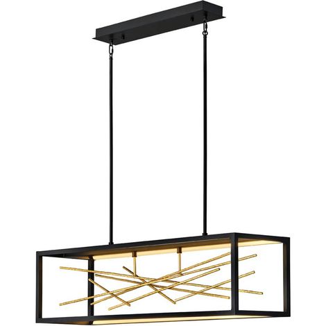 Elstead Hinkley Styx Plafonnier suspendu barre LED intégré noir et or doré, 3000K (1/5)