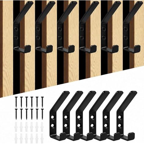 Lot de 6 crochets muraux pour panneaux acoustiques, double crochet noir pour panneaux acoustiques avec profil de 13 mm, crochet mural pour panneaux acoustiques, accessoires pour panneaux acoustiques (1/5)