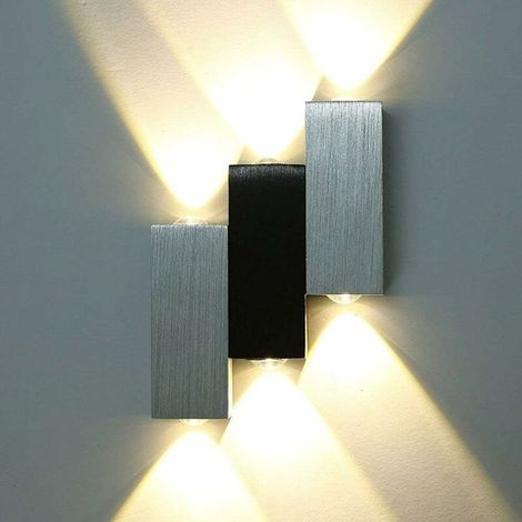 Applique Murale 6W Applique Murale Intérieur 2 Styles (Rectangulaire / Carré) Éclairage Haut et Bas Convient pour une Installation dans Chambre Couloir Escalier Aluminium Moderne [Classe énergétique A (1/5)