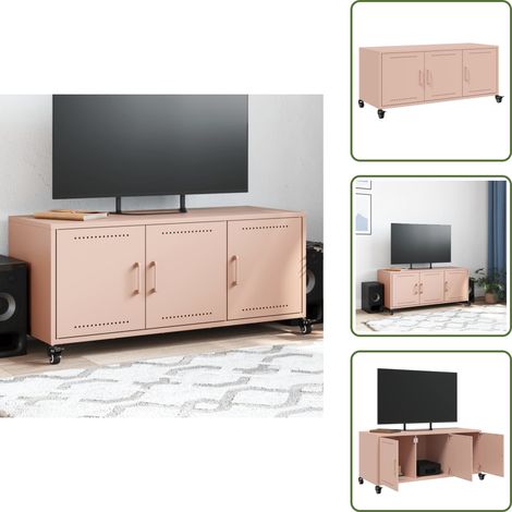 TV-Schrank Rosa 100,5x39x43,5 cm Kaltgewalzter Stahl - TV-Schrank - Rosa - Metallregal - Wohnzimmerschrank - Fernsehtisch (1/5)