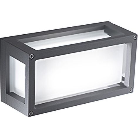 Home Lampada da parete e soffitto IP54 in alluminio pressofuso grigio scuro con diffusore in vetro satinato, attacco E27 per ambienti outdoor