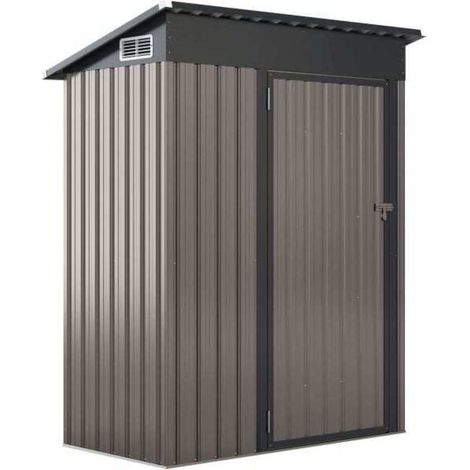 Stockage extérieur au sec, abri de jardin en acier galvanisé avec toit incliné et aérations pour jardin (1/5)