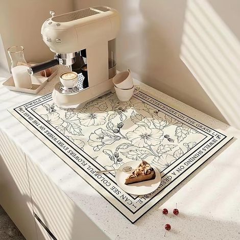 Tapis Egouttoir Vaisselle, 50×40 cm Tapis de Drainage de Cuisine Super Absorbant, Tapis d'égouttement à Vaisselle de Plat, Tapis à Séchage Rapide Tapis Antidérapant pour Machine à Café Bar -3 (1/5)