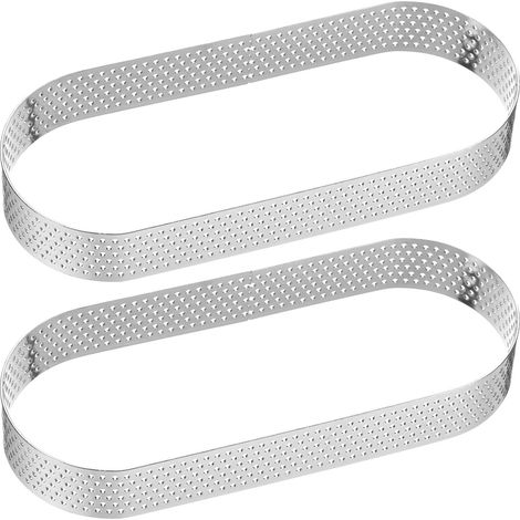 2pcs 5.51" Stainless Steel Oval Perforated Cake Circle, Polished Non-Stick Tart Circle, Thickened Circle for Cake Mousse Cake Pastry Tools (1/5)