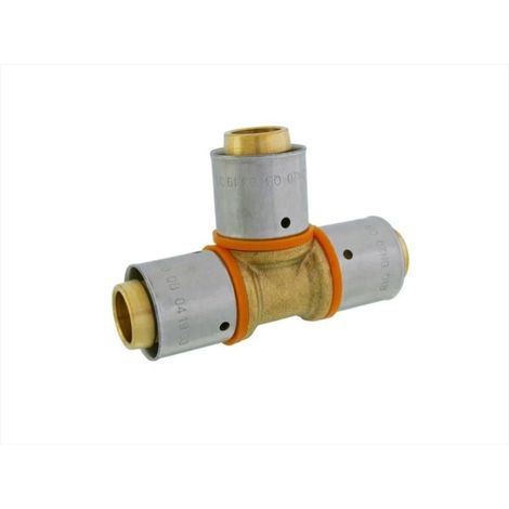 QUICK PLOMBERIE Raccord Té égal à sertir laiton D.20 pour tube en per