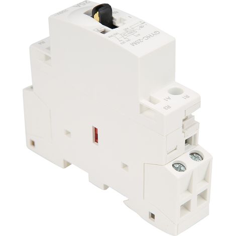Contacteur secteur domestique 2P 25A 220V 50Hz sur rail DIN avec interrupteur de commande manuel 2NC