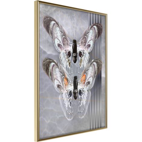 Affiche Murale Encadrée "Two Moths" 30 x 42 cm Or