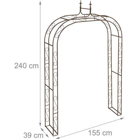 Arche de jardin design romantique support plantes 200 x 100 x 30 cm en acier marron (1/3)