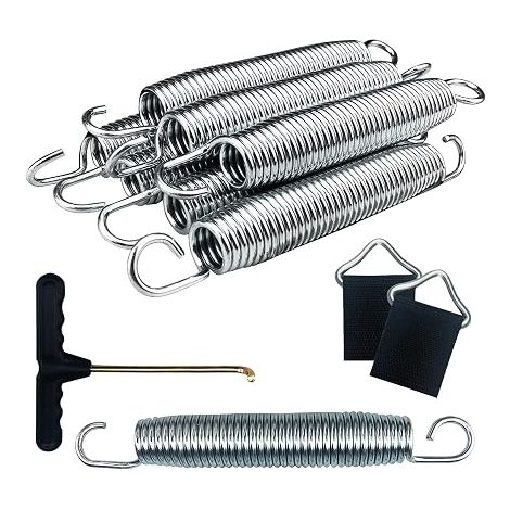 Set of 8 Replacement Trampoline Springs 178 mm (7 Inches) with 2 Triangle Loops and 1 Spring Hook for Trampoline, Tear-Resistant (1/5)