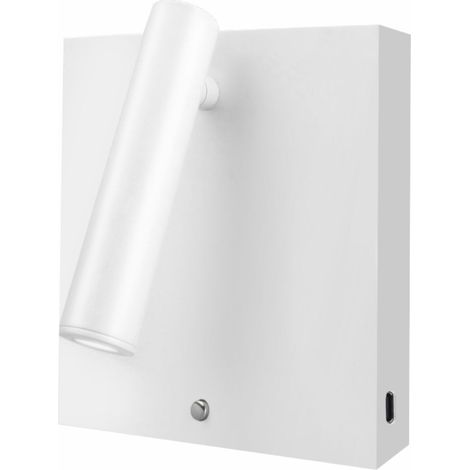 Applique Murale Led Sweet Wall 4W 2700K Orientable À 20° Avec Chargeur Sans Fil Usb-A/C Intégré, Blanc Mat - Beneito & Faure (1/5)