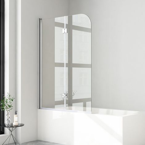 WDWRITTI Duschwand für Badewanne 100x140cm Badewannenaufsatz 2-teilig Duschtrennwand für Badewanne Duschwand Badewanne Duschabtrennung Badewanne, 6mm NANO ESG Glas