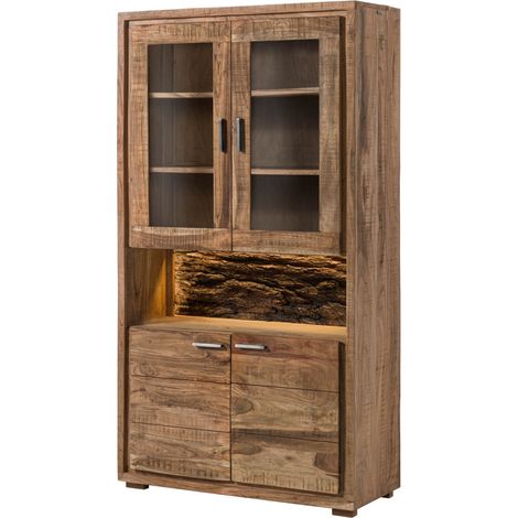 Vitrine Akazie 98x40x180 natur lackiert BARK 109