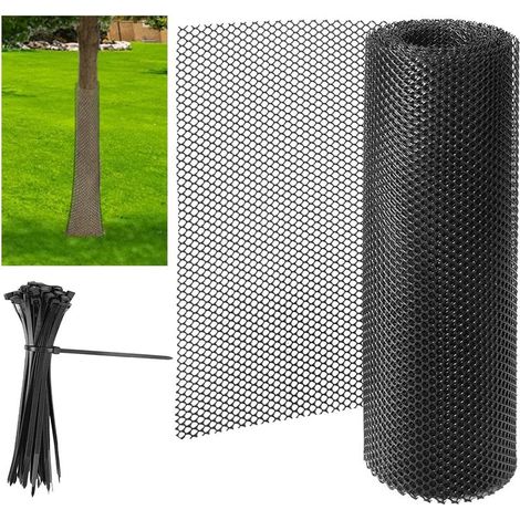 Protection de tronc d'arbre en maille de 6 m, protection contre l'écorce d'arbre, filet de jardin flexible pour protection contre les cerfs, tondeuses et tondeuses, comprend 100 attaches (1/5)