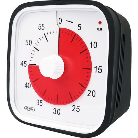 Minuteur visuel surdimensionné pour la classe, pour enfants et adultes, horloge de cuisine mécanique durable, noir (1/5)